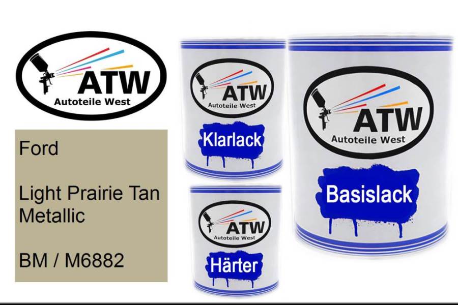 Ford, Light Prairie Tan Metallic, BM / M6882: 1L Lackdose + 1L Klarlack + 500ml Härter - Set, von ATW Autoteile West.